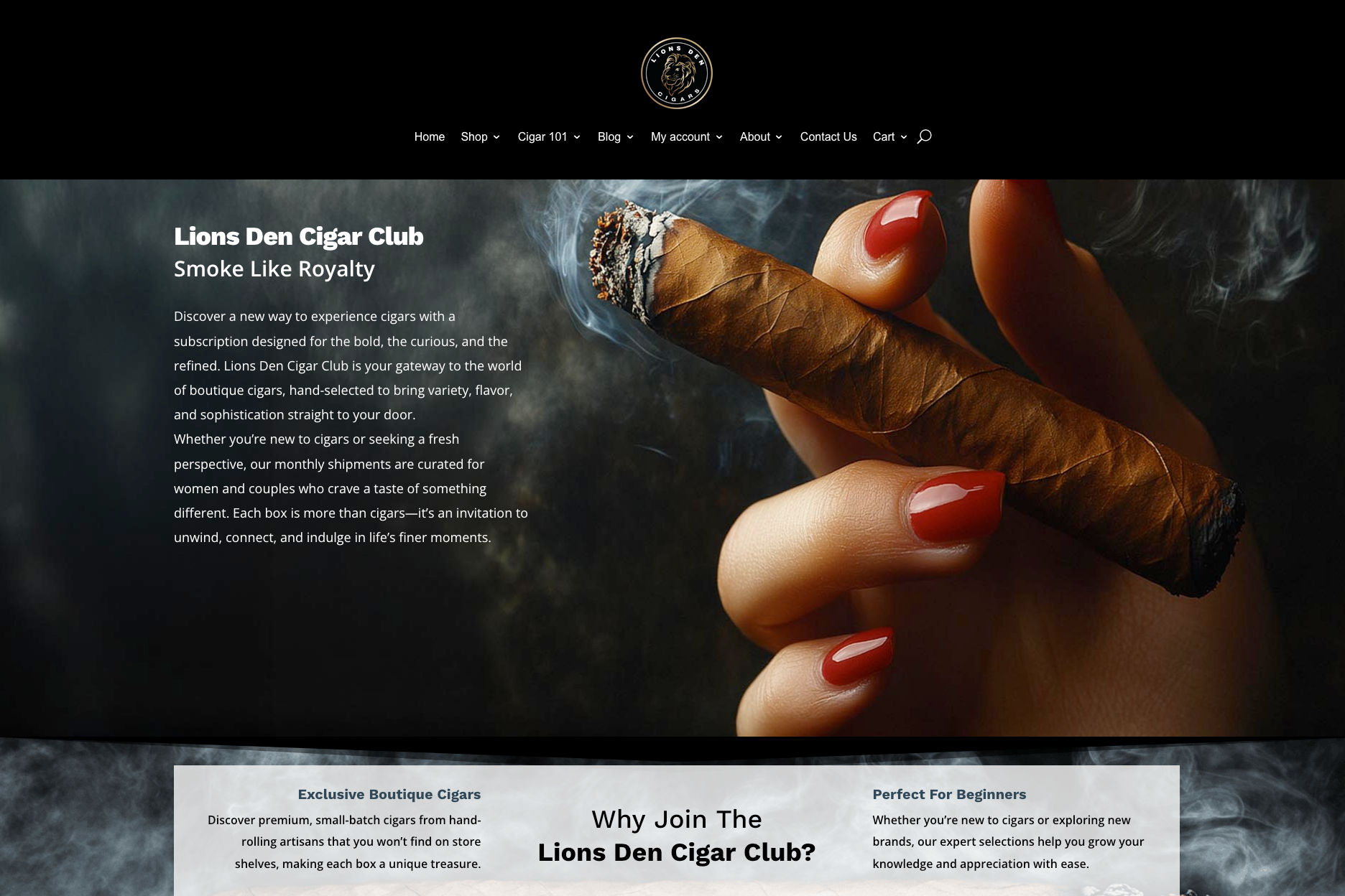 Lions Den Cigar Club eCommerce website
